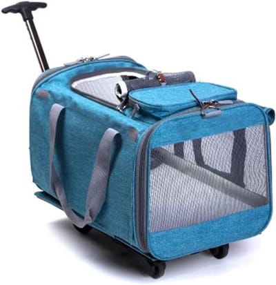 Huisdier Wandelwagen - Hondenbuggy Kinderwagen - Reizen met Huisdier - Afneembare Draagtas - Tot 26 Kilo - Hemelsblauw