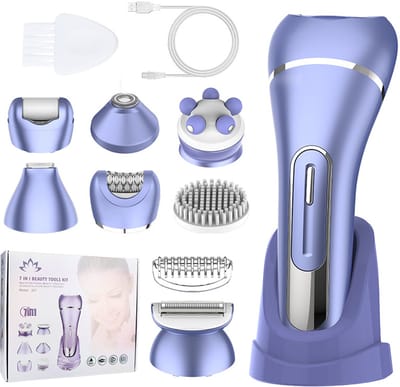 7-in-1 Epilator Vrouw - Elektrisch Ontharingsapparaat en Lady Shaver - Pijnloze Bikini Trimmer - IPX7 Waterdicht - Oplaadbaar met LED Display - Voor Gezicht, Lichaam en Vo