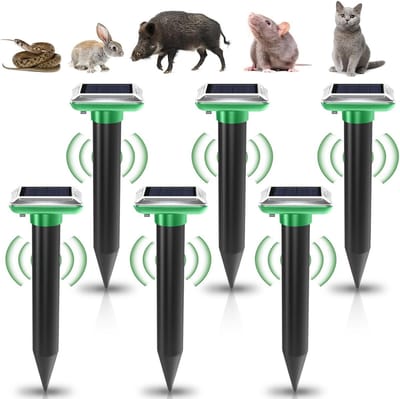 Set van 6 Waterdichte Ultrasone Mollenafschrikkers voor Tuin en Gazon - Effectieve Vole en Mollenbestrijding met IP65 Bescherming