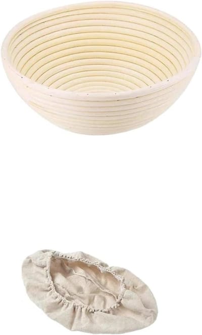 Broodrijsmand - Deegmand Rijs - Ambachtelijk Brood Bakken - Natuurlijk Rotan Materiaal - Rond 22x8.5cm - Houtkleur