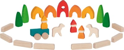 GOKI Bouwblokken - Mijn Klein Dorp - 25 Delen - Creatief Spelen - 3 Jaar