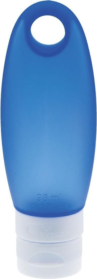 Rubytec Knijpfles Splash - 98 ml - Reisfles voor Handbagage - Siliconen Doseersluiting - Eenvoudig te vullen & te reinigen - No-spil-opening - BPA-vrij - Reisflacon - Navulbaar - ø14,5 cm - Blauw