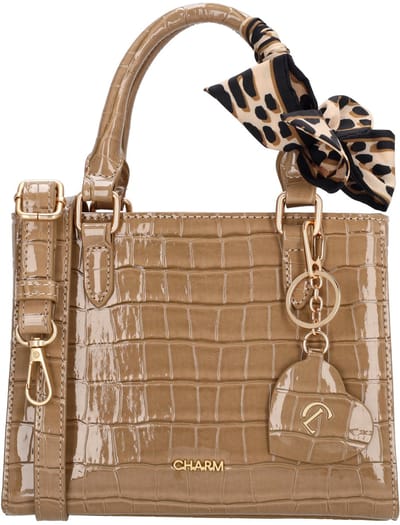 Charm London Knightsbridge Handtas - Crossbody - Schoudertas - Lak - Croco - Taupe