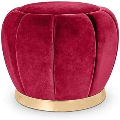 Ottomaanse kruk - Voetenbank fluweel - Ontspannen zitten - Hoge veerkracht spons - 45 cm hoog - Rood