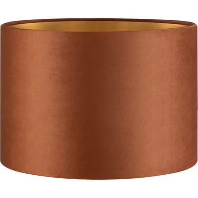 Fluweel - Velvet Lampenkap - Cilinder - Bruin + goud - Luxe stijl - ø30 x 20 cm - E27 fitting - voor tafellampen en Pendellamp - voor woonkamer en eetkamer