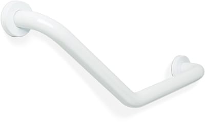 Bewello - Badkamer Steunbeugel 45° Hoek – Wandmontage – RVS – Wit – 25 + 25 cm – Max. 200 kg 1 Stuks [BW3035B]