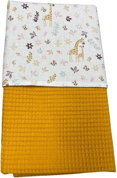 baby deken kinderwagen deken wieg deken giraffe bloem oker geel 60 x 90 cm