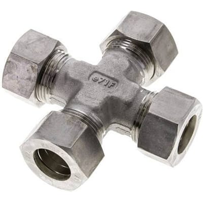 22L RVS Kruissok Knelfitting 160 Bar DIN 2353 - FL4X-O-S-22-L