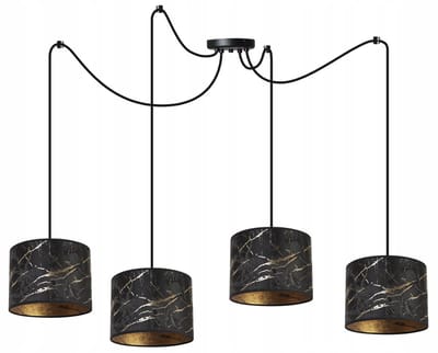 Light-Home WERONA – Hanglamp – 4-lichts – Zwart/Goud – Metalen Constructie – Verstelbare Hoogte