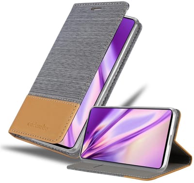 Cadorabo Hoesje geschikt voor Samsung Galaxy M31s in LICHTGRIJS BRUIN - Beschermhoes met magnetische sluiting, standfunctie en kaartvakje Book Case Cover Etui