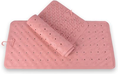 Antislipmat Douche Roze 76x36cm - Set van 2 Stuks - Natuurlijk Rubber - Voor Badkamer & Sanitair