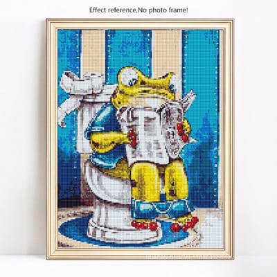 Diamant mosaïque dessin animé couture diamant peinture pierres rondes animaux strass photos 20X30 blue