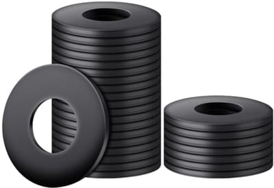 Platte sluitringen M4 x 9 mm, 50 stuks - Hoogwaardig koolstofstaal, zwart, veelzijdig voor schroefdraadverbindingen