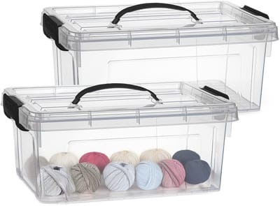 Plasticforte Opslagbox - 2x - met deksel - transparant grijs - 8.5 liter - 36 x 26 x 15 cm - kunststof - opbergdoos - opbergen