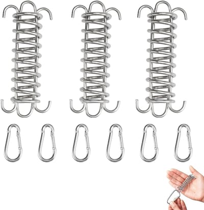 3-delige spanband set met 6 haken, spanning veren en dubbele gespen voor tenten, luifels en kampeertoebehoren