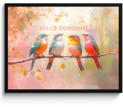 Poster in lijst - Fotolijst 70x50 cm - Posters - Vogels - Tak - Quote - Roze - Posterlijst zwart - Decoratie - Wanddecoratie woonkamer - Muurdecoratie slaapkamer