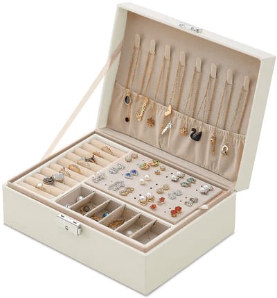 Dailygoods- Sieradenkistje Hoogwaardig Kunstleer - Juwelendoosje - Sieradendoosje - Sieradenorganizer - 2 Lagen - Fluwelen Voering - Juwelendoos