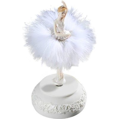 Ballerina Muziekdoosje Dansend Meisje Elegante Ambachten Draaibare Doosjes Sieraden Meisjes Kerst Huis Verjaardagscadeau white