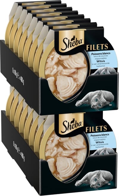 Sheba Kattenvoer - Filets - Duurzame Witvis in saus - 16x60g
