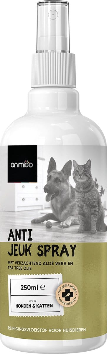Anti Jeuk Spray - 250ml - Verlicht jeuk, irritatie en rode plekken - Anti Jeuk Hond - Anti Jeuk Kat - Natuurlijk Anti Jeuk middel - Van animigo