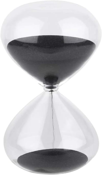 Zandloper Timer - Zandklok Decoratie - Tijd Management - Transparant Glas - 30 Minuten - Zwart