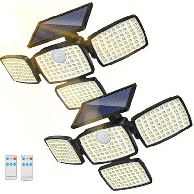 2 stuks Solar Buitenlampen 179 LED Bewegingssensor Buitenlamp IP65 270° Brede Hoek met 3 Modi voor Tuin