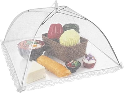 Voedselhoezen Set - Mesh Deksel - Buiten Eten - Pop-up Ontwerp - 4 Stuks 43cm - Wit