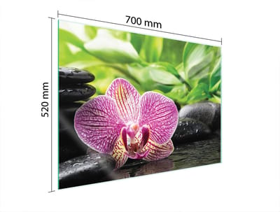 TMK ArtDeko Serie - Glazen Beschermplaat - 70x52 cm - Orchidee - Snijplank