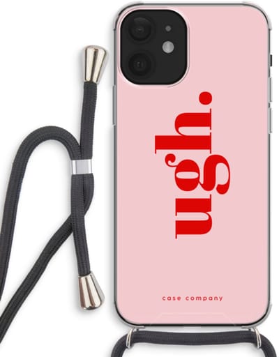 Case Company® - Hoesje met koord geschikt voor iPhone 12 hoesje met Koord - Ugh - Telefoonhoesje met Zwart Koord - Bescherming aan alle Kanten en Over de Schermrand