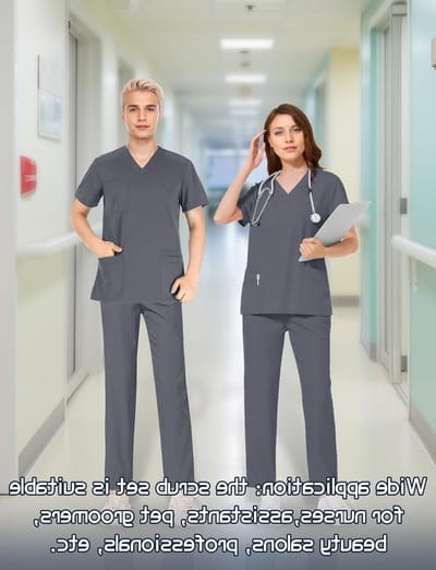 Comfortabele Unisex Scrub Set voor Medisch Personeel - Jas en Broek Set voor Artsen en Verpleegkundigen