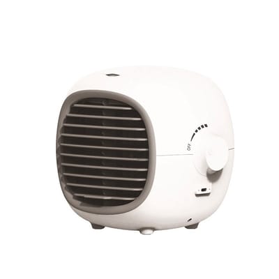 Allecto - Oplaadbare draagbare airconditioningventilator - Mini-luchtkoelventilator - Snelle afkoeling - Geel/wit - Verdampingsairco - Geschikt voo...