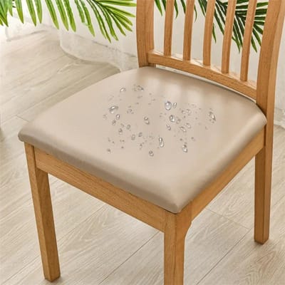 1 stuks waterdichte stoelhoes effen kleur PU leer eetstoel slipcover anti-vuil keukenstoelhoes voor Thuis Banket Kantoor 1pc chair cover