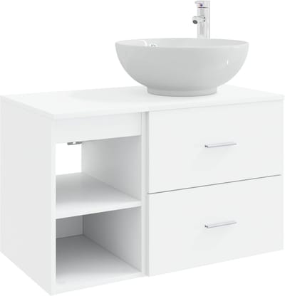 vidaXL - Badkamermeubel - Set - 2 - st - Wit - Bewerkt - hout