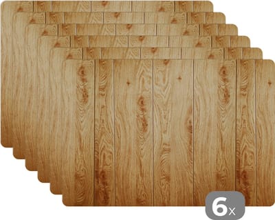 Placemat - Patronen - Planken - Natuur - 45x30 cm - 6 stuks - Hittebestendig - Anti-Slip - Onderlegger - Afneembaar
