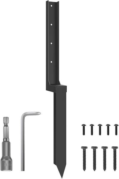 Hekpaal reparatieset - Bodemstabilisator ankerpunt - Hekken herstellen - Robuuste versterking - 43.2 x 15.8 cm - Metaal