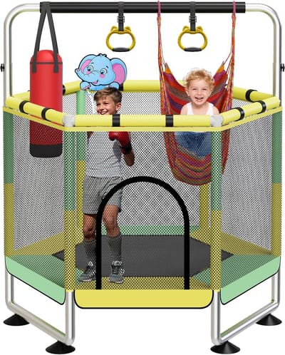 Trampoline voor Buiten - Groen, Rond Speeltoestel voor Kinderen