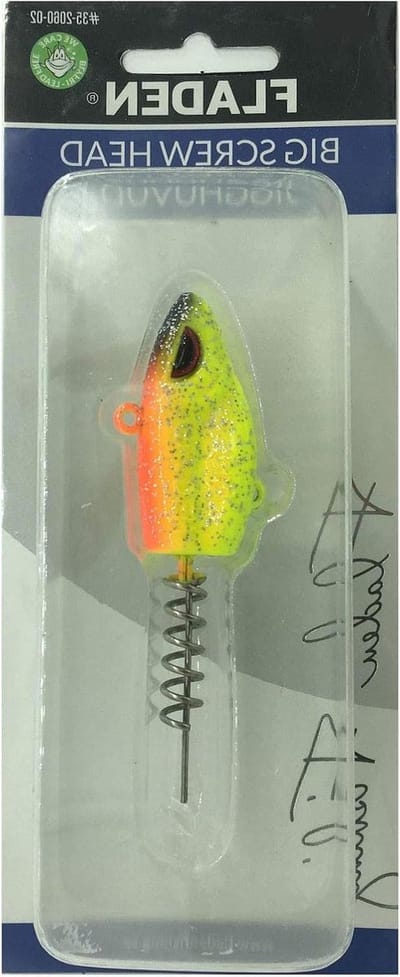 Jigkop met schroef - Rubberbaits - Vissen op zee - Snelle montage - 100 gram - Oranje geel