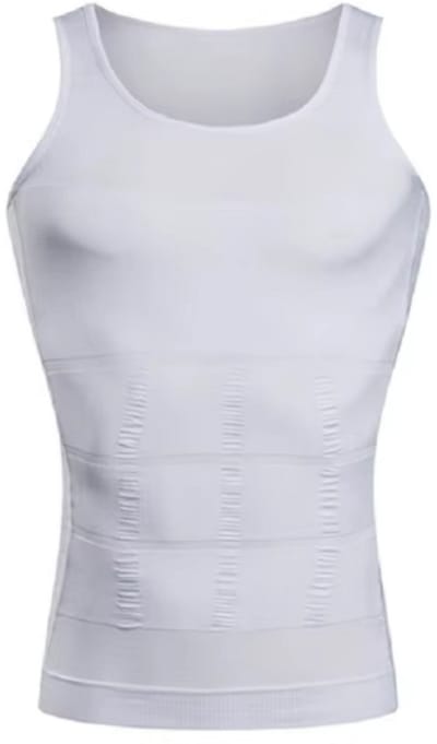 Corrigerend Hemd Mannen - Body Buik Shapewear Shirt - Figuurcorrigerend Correctie Ondershirt - Slim Waist Shaper - Mouwloos Onderhemd - Wit XL
