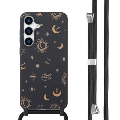 imoshion Hoesje - Geschikt voor Samsung Galaxy S25 Plus - Siliconen design hoesje met koord - Sky Black