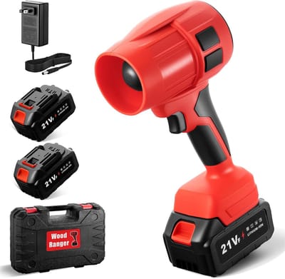 Draadloze Bladblazer - Elektrische Blazer - Tuin Reinigen - Krachtig 21V Systeem - 2x 4.0Ah Batterijen - Rood