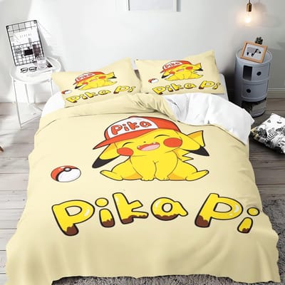 Pokémon Anime Dekbedovertrek Set Comforte Beddengoed Sets met Cartoon Print Twin Maat Kerstcadeaus 3-delig US Full(200*230cm)3pcs