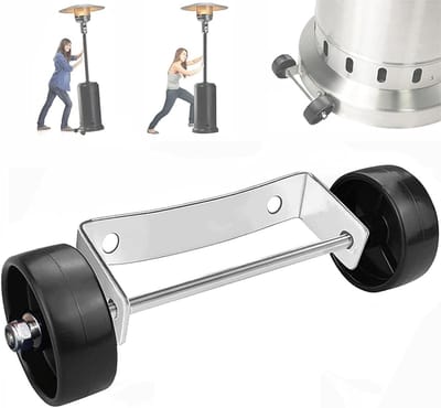 Terrasverwarmer Wielset - Verrijdbare Voet - Mobiel Maken Verwarming - Roestvrij Staal - 20 cm Lengte - Zilver