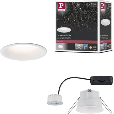 LED-inbouwlamp Cymbal Coin Enkele lamp IP44 rond 77 mm Coin 6,7W 430lm 230V dimbaar 2700K Wit mat