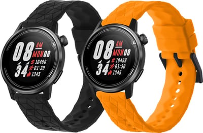 kwmobile 2x horlogebandjes geschikt voor COROS PACE 2 / APEX (42mm) bandje - Smartwatch bandjes van TPU - Activity tracker horloge band in zwart / oranje