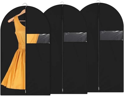 Pack of 3 Garment Bags 60x120cm - Dustproof PEVA Clothing Cover - Zip Clothes Washable Chair Covers - Waterproof for Jackets Skirts Shirts