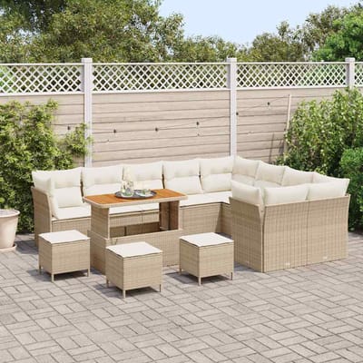 vidaXL - Tuinbank - Set - 13 - st - 9-Aantal - zitplaatsen - Beige - en - Crème