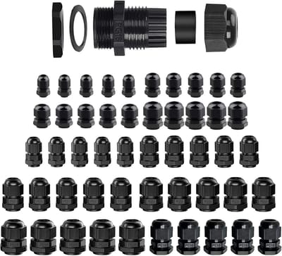 Complete Set van 50 Waterdichte Kabeldoorvoeren - Verstelbare Plastic Kabelgaten voor M12, M16, M20, M25 en PG7 tot PG19