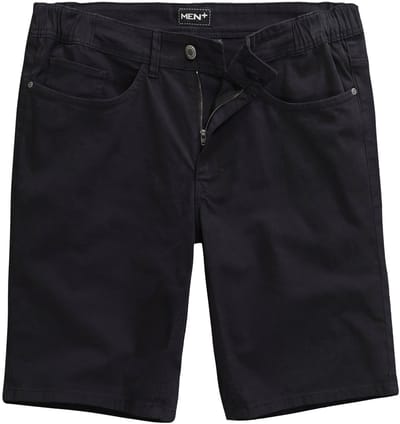 Men Plus - Heren - Jeans-bermuda gedeeltelijk elastische tailleband - Zwart - Maat 70