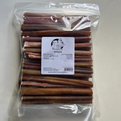 Bullepees stukken Small - 15 cm - 50 stuks - ca. 1000 gram per zak - versvleeshonden - 100% natuurlijk