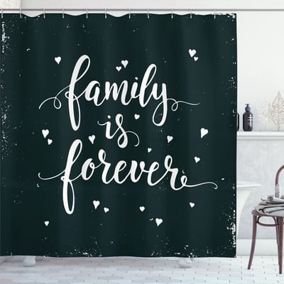 ABAKUHAUS – Familie voor altijd douchegordijn – 175x220 cm – zwart-wit